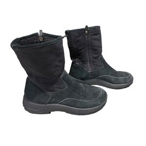 L.L.Bean Black Suede Zip Winter Boots Women's Size 7 Medium